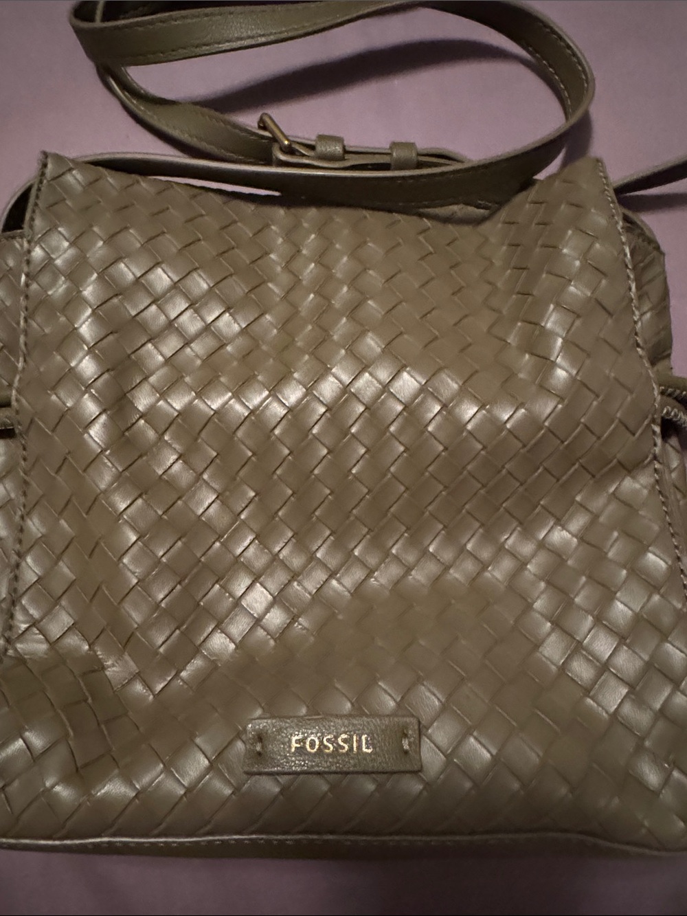 Fossil Olive Green Woven Crossbody Bag